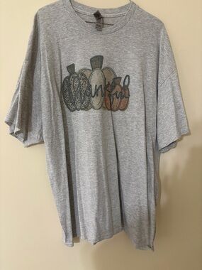 Light Heather Gray Graphic Tee with Pumpkin Trio